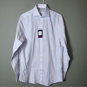 Charles Tyrwhitt Men’s NWT Blue/White Plaid Dress Slim Fit Shirt 15 1/2/34cm